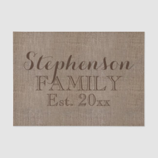 Custom Name Burlap Rustic Print Tissue Paper