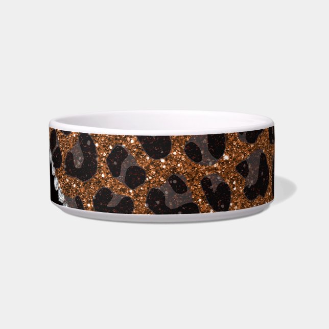 Custom name burnt gold glitter leopard print bowl (Right)