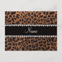Custom name burnt gold glitter leopard print