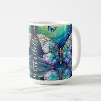 Custom Name Butterfly Blue Purple Gift for Her Coffee Mug
