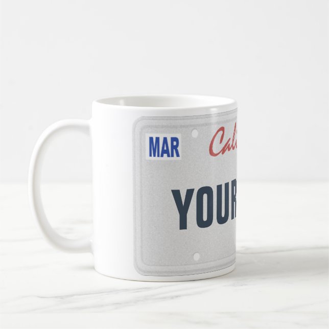 Custom Name California License Plate Mug (Left)