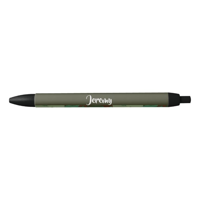Custom  name camouflage pattern black ink pen (Front)