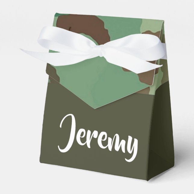 Custom  name camouflage pattern favor box (Front Side)