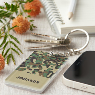 Custom name camouflage pattern keychain