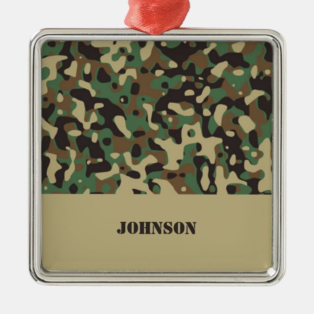 Custom name camouflage pattern metal ornament (Front)