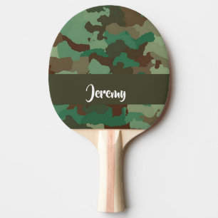 Custom name camouflage pattern ping pong paddle