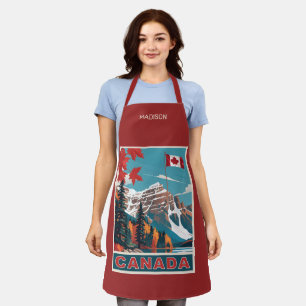 Custom Name Canada Travel Poster Apron