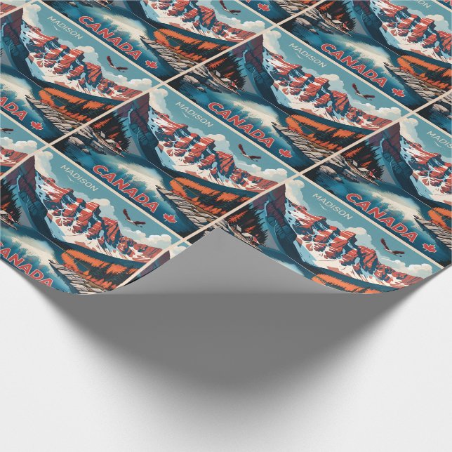 Custom Name Canada Travel Poster Wrapping Paper (Corner)