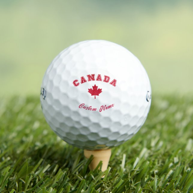 Custom Name, Canadian - Canada Maple Leaf  Golf Balls (Insitu Tee)