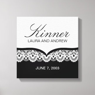 Custom Name Canvas with Lace (black and white)