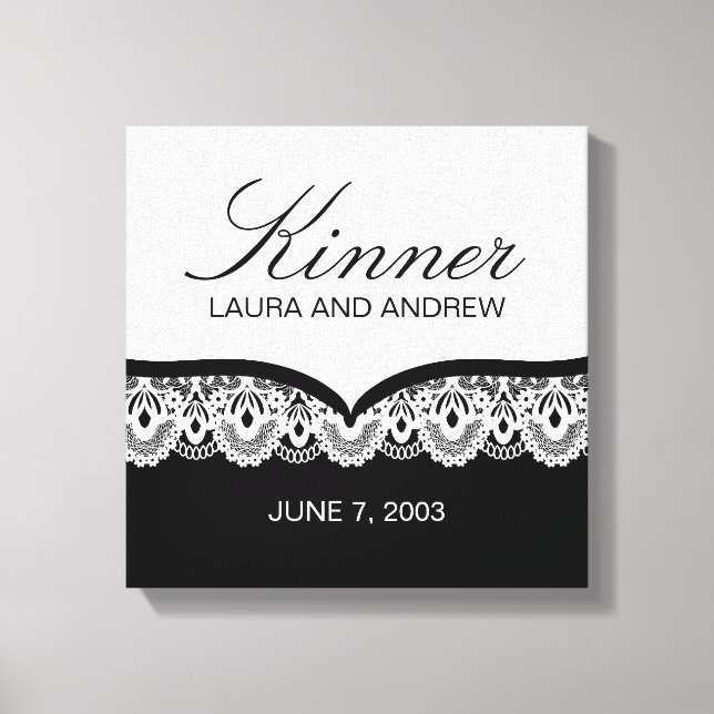 Custom Name Canvas with Lace (black and white) (Front)