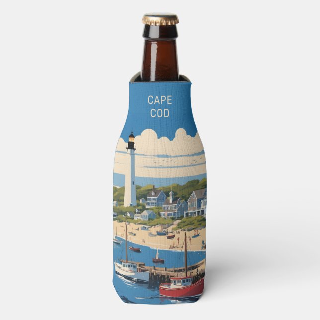 Custom Name Cape Cod Massachusetts Bottle Cooler (Bottle Front)