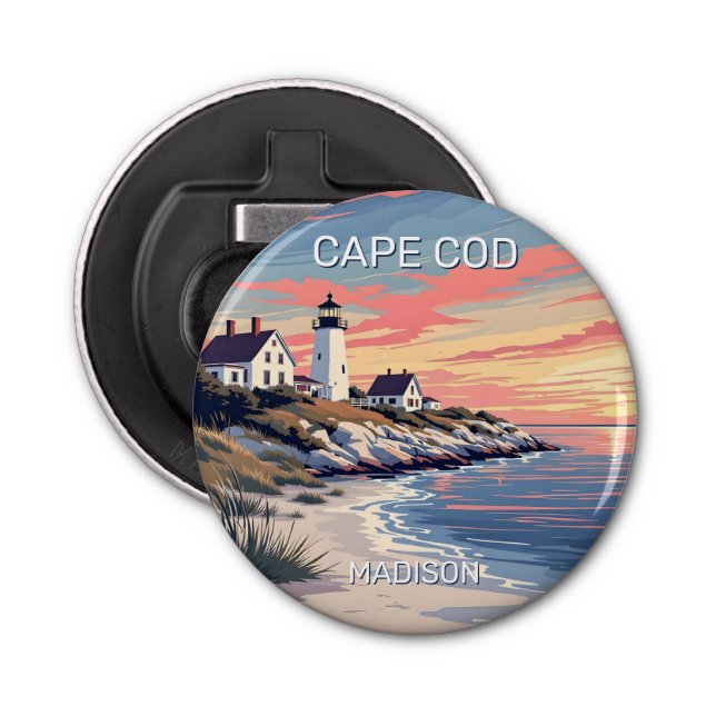 Custom Name Cape Cod Massachusetts Bottle Opener (Front)