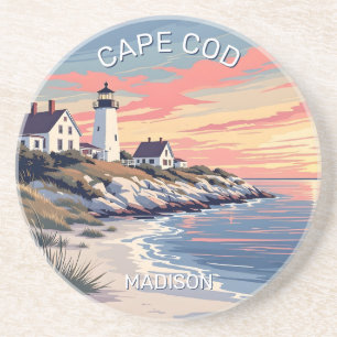 Custom Name Cape Cod Massachusetts Coaster
