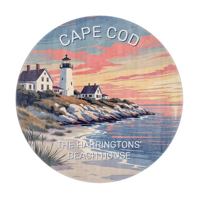 Custom Name Cape Cod Massachusetts Cutting Board (Front)
