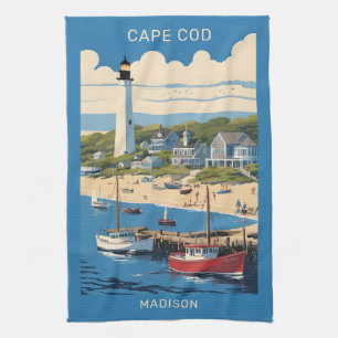 Custom Name Cape Cod Massachusetts Kitchen Towel