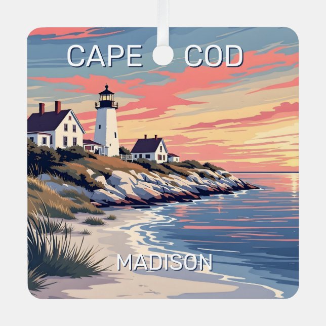 Custom Name Cape Cod Massachusetts Metal Ornament (Front)