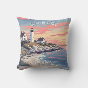 Custom Name Cape Cod Massachusetts Outdoor Pillow