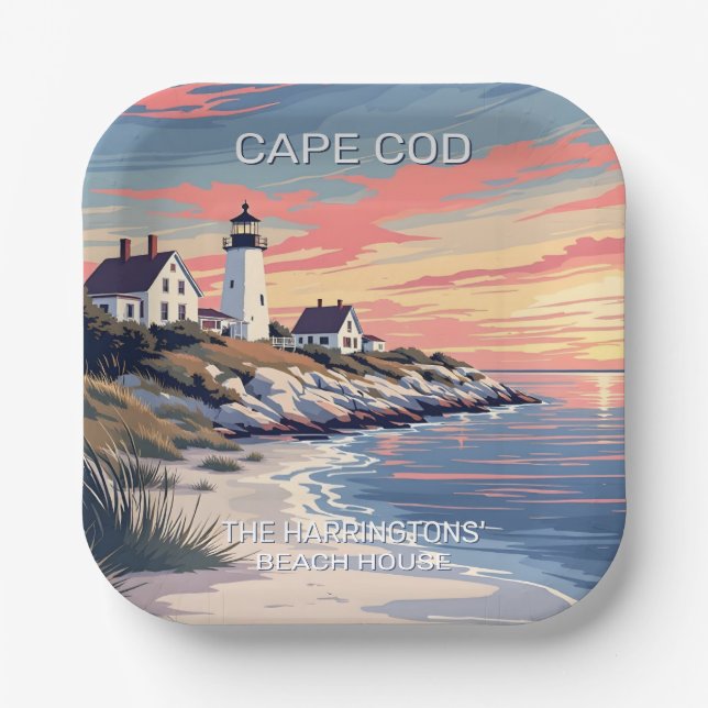 Custom Name Cape Cod Massachusetts Paper Plate (Front)