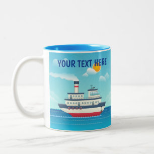 Custom Name Cartoon Steamboat Two-Tone Mug