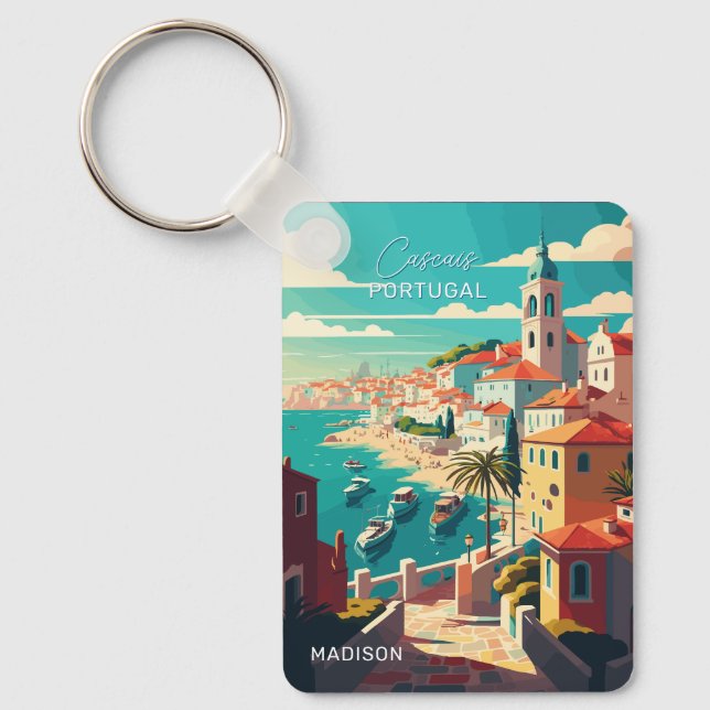 Custom Name Cascais Portugal Keychain (Front)