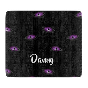 Custom name cat eyes cutting board
