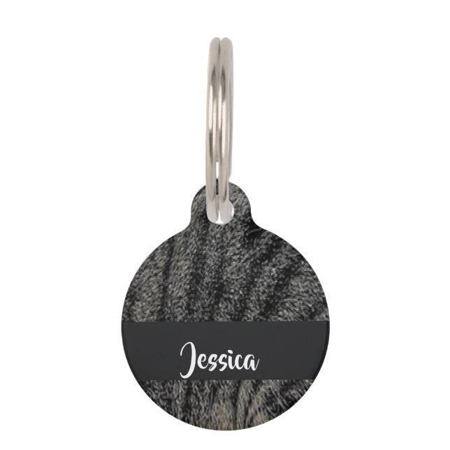 Custom name cat fur pet tag (Front)