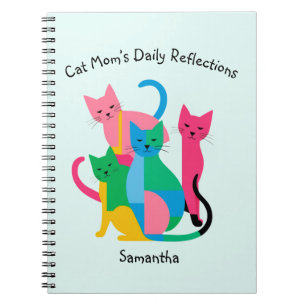 Custom Name Cat Mom's Reflections Notebook