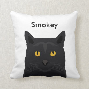 Custom name cat pillow - customizable black cat