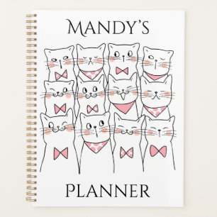 Custom Name Cat Planner, Name planner, cute cats Planner