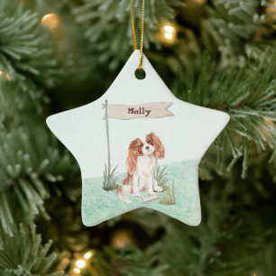 Custom Name Cavalier King Charles Spaniel Pet Dog Ceramic Ornament