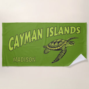 Custom Name Cayman Islands Turtle Beach Towel