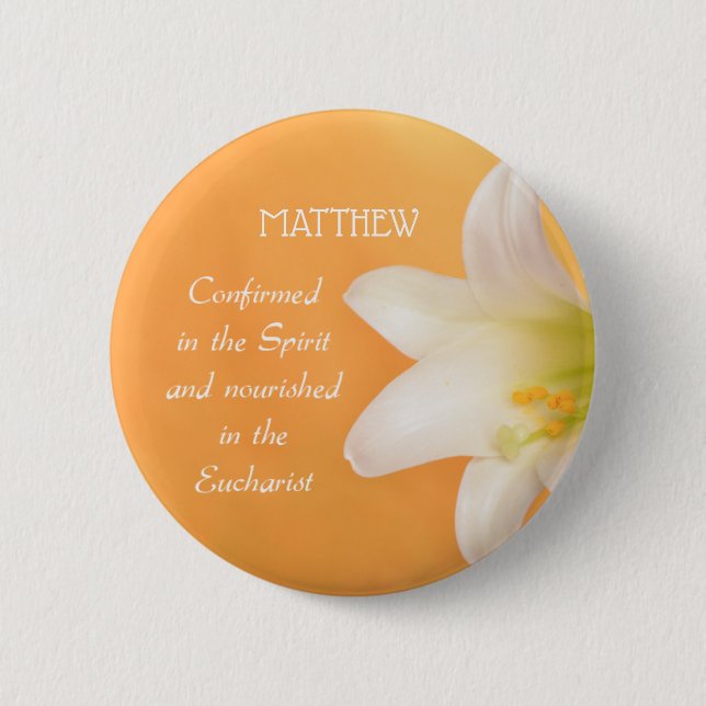 Custom Name, Celebrating RCIA Congratulations Lily 2 Inch Round Button (Front)