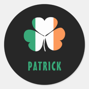 Custom Name Celtic Ireland Shamrock Irish Flag Classic Round Sticker