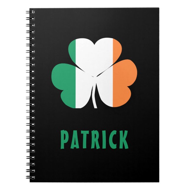 Custom Name Celtic Ireland Shamrock Irish Flag Notebook (Front)