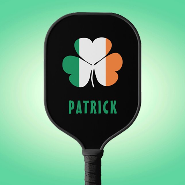 Custom Name Celtic Ireland Shamrock Irish Flag Pickleball Paddle (Creator Uploaded)