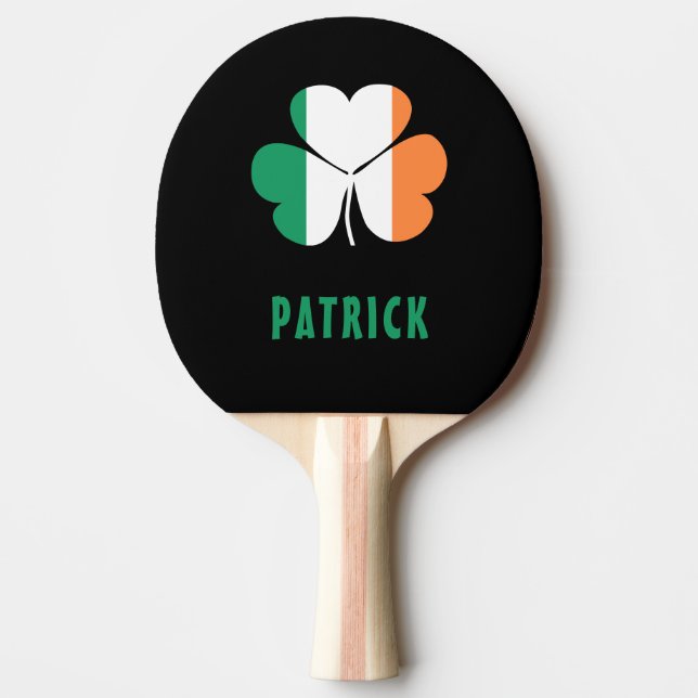 Custom Name Celtic Ireland Shamrock Irish Flag Ping Pong Paddle (Front)