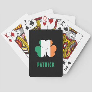 Custom Name Celtic Ireland Shamrock Irish Flag Playing Cards
