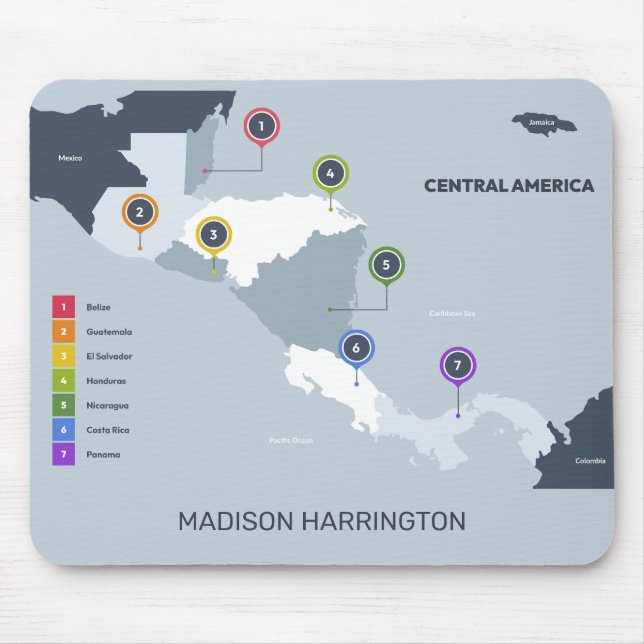 Custom Name Central America Map Mouse Pad (Front)