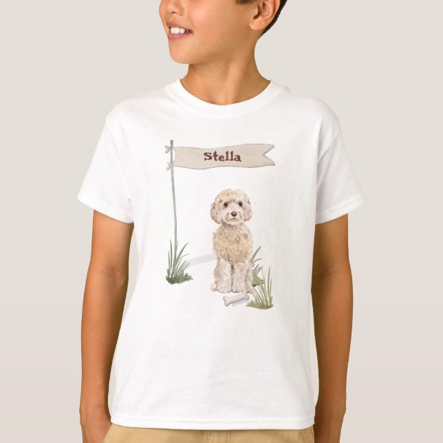 Custom Name Champagne Cockapoo Pet Dog T-Shirt (Front)
