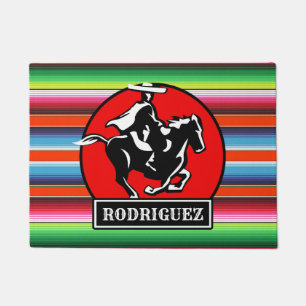 Custom NAME Charro Horse Spanish Mexican Serape Doormat