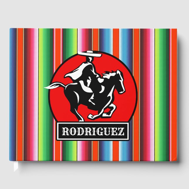 Custom NAME Charro Horse Spanish Mexican Serape Guest Book (Front)