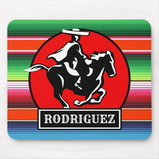 Custom NAME Charro Horse Spanish Mexican Serape Mouse Pad (Front)