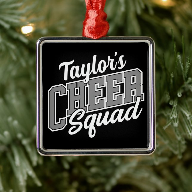 Custom NAME Cheerleader School Varsity Cheer Squad Metal Ornament (Tree)
