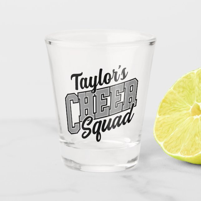 Custom NAME Cheerleader School Varsity Cheer Squad Shot Glass (Front)