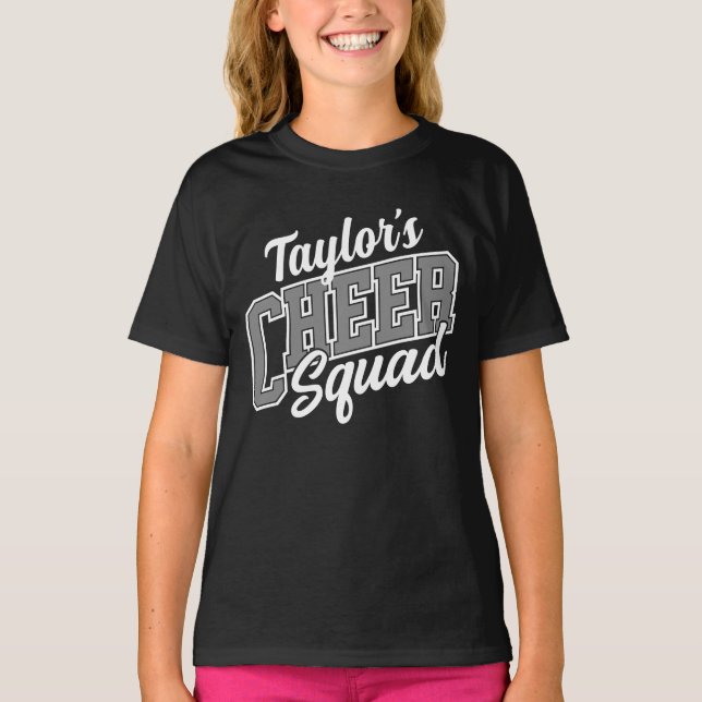 Custom NAME Cheerleader School Varsity Cheer Squad T-Shirt (Front)