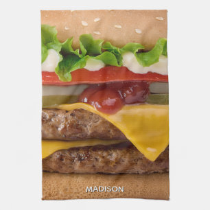Custom Name Cheeseburger Kitchen Towel