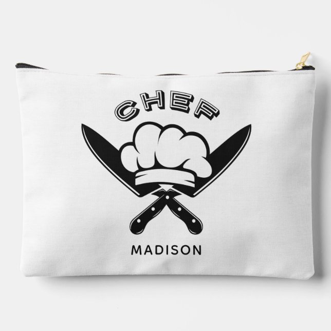 Custom name Chef Logo Accessory Pouch (Back)