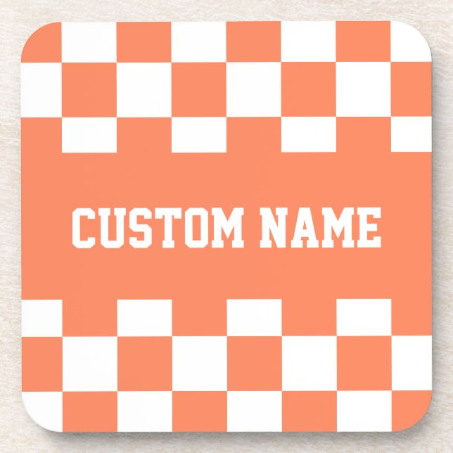 Custom Name Chequerboard Pattern Coaster (Front)