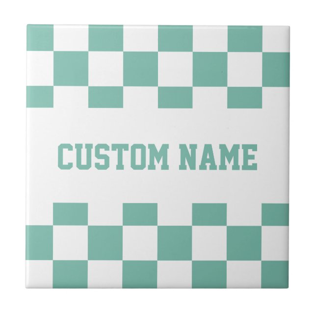 Custom Name Chequerboard Pattern Tile (Front)